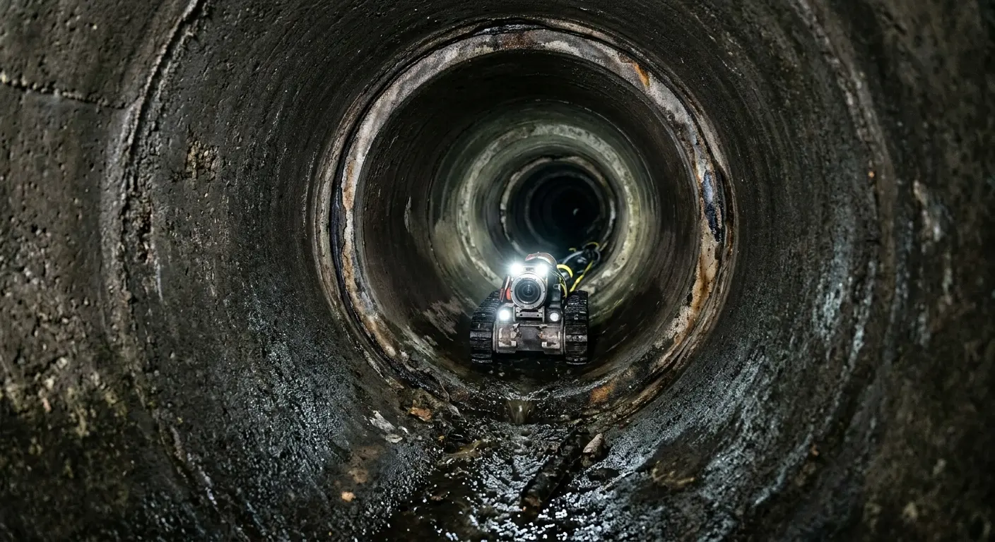 Robotic sewer camera inspecting pipe interior for Drain Snake Service in Glassmanor